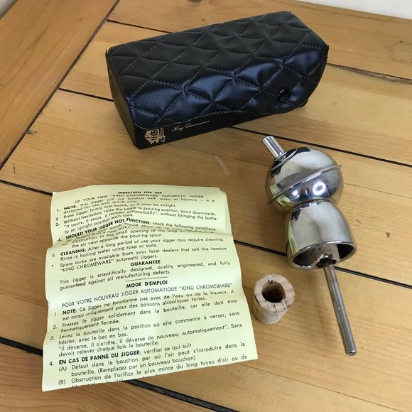 King Chromeware Deluxe Golden Flow Auto Spirit Jigger Vintage MCM Atomic Chrome - Picture 1 of 10